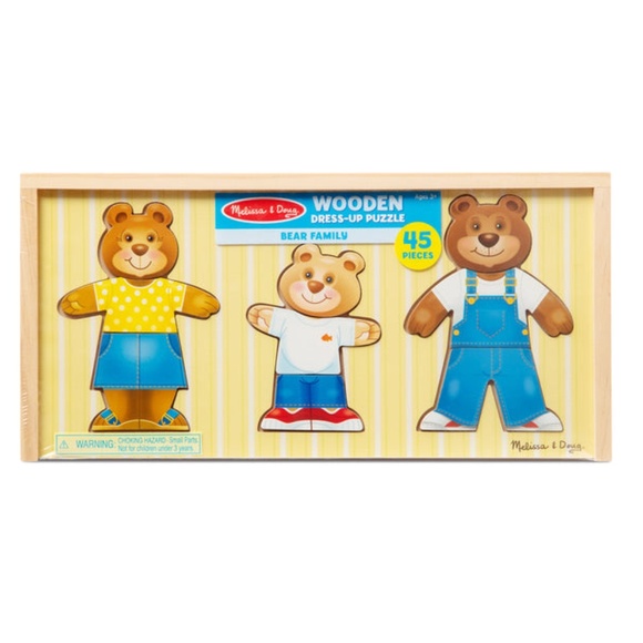 NEW, Melissa & Doug, Wooden Bear Family Dress-up Puzzle (Age 3+) - Picture 4 of 8